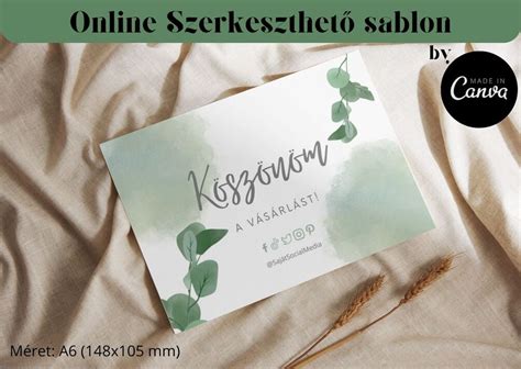 Kézbe írt köszönőkártya