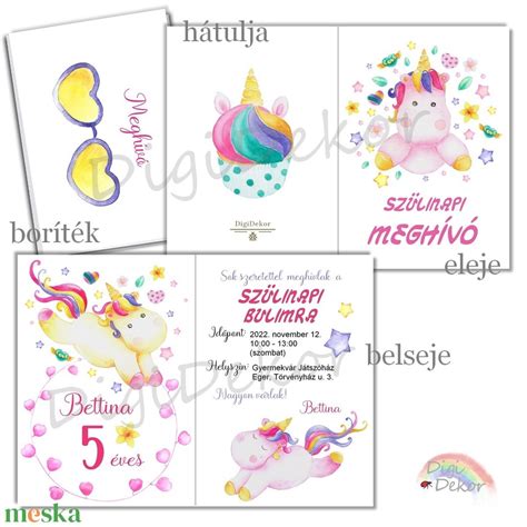 Mignon karakterekkel díszített születésnapi meghívó sablon