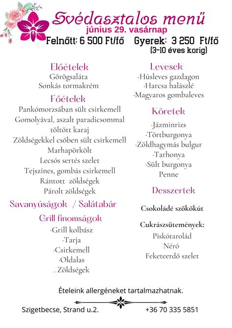 Változatos ételkínálat egy étteremben