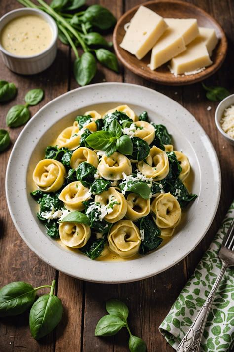 Spenótos ricotta tortellini tálalva