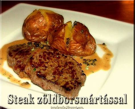 Steak zöldborsmártással