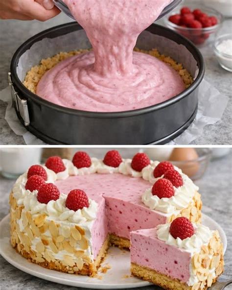 Sajttorta friss málnával és eperrel