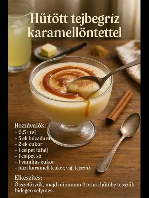 grízpuding karamellöntettel illusztráció