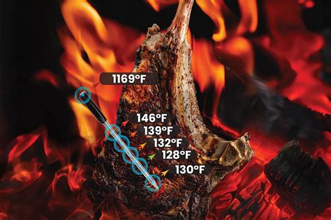 Meat thermometer in Tomahawk steak