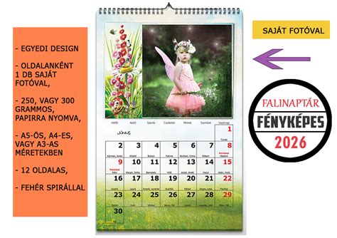 Egyedi falinaptár fényképekkel