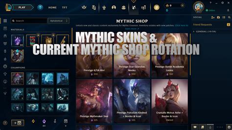 League of Legends Mythic Shop felülete