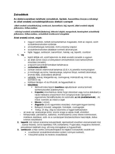Zsiradékok típusai