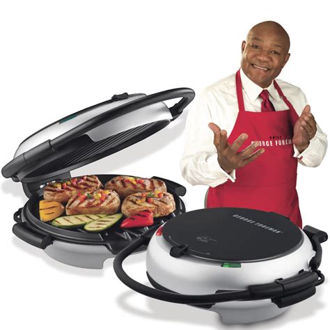 George Foreman grill és rajta készülő ételek