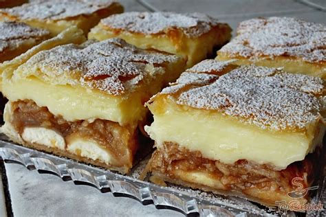 Almás-pudingos leveles tészta szelet