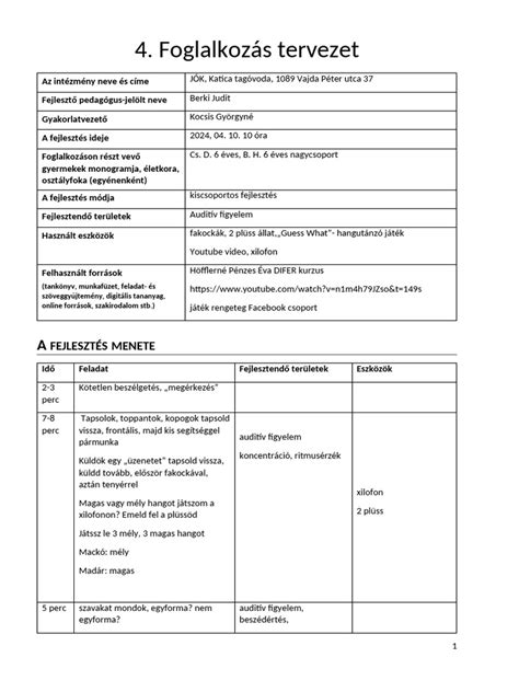 Foglalkozási napló