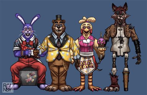 The main animatronic characters of Freddy Fazbear's Pizza