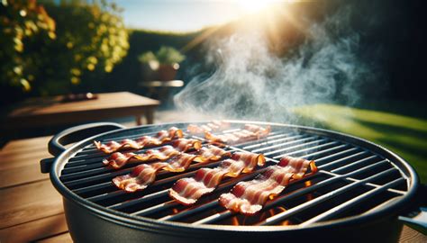 Családtagok grilleznek a szabadban, asztalon grill bacon