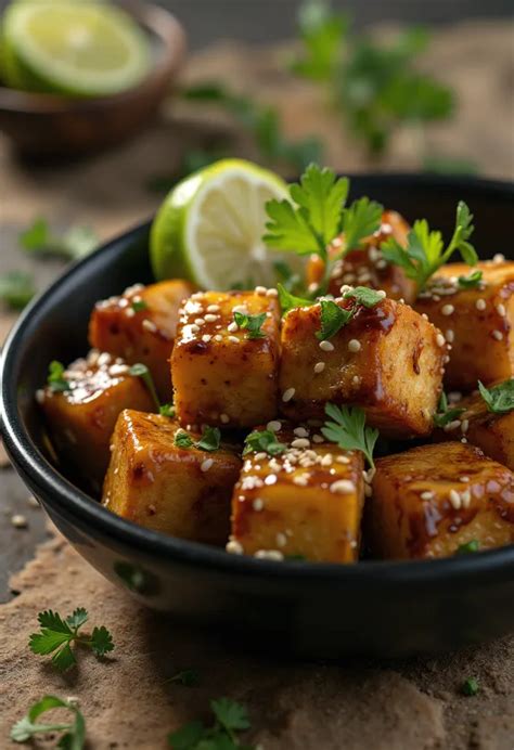 Tofu kockák friss fűszerekkel