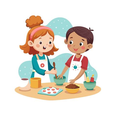 Children baking cookies together