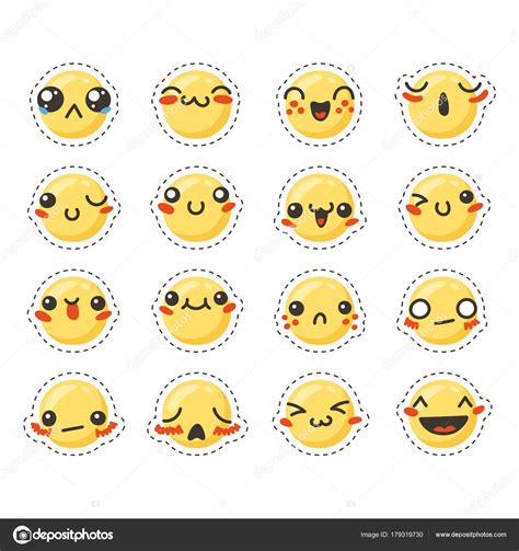 Kawaii stílusú ételek gyűjteménye mosolygó arcokkal