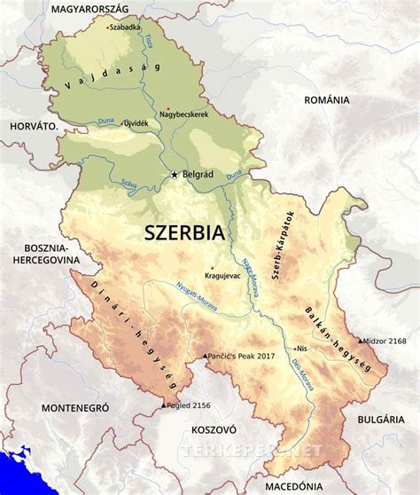 Szerbia térképe