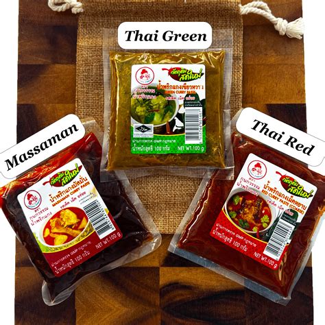 Assortment of Thai curry pastes