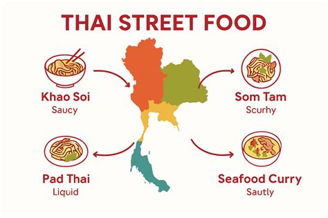 Infographic of four main Thai flavors