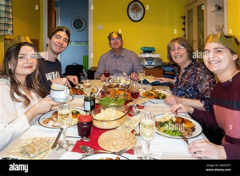 Traditional Hungarian family dinner table