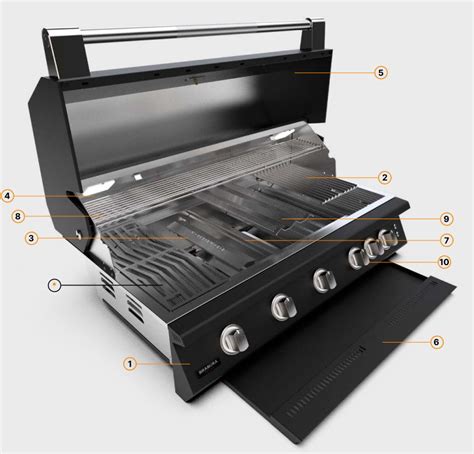 Egy beépíthető gázgrill modern kültéri konyhában