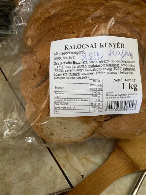 Kalóriatáblázat egy szelet kenyérre vetítve