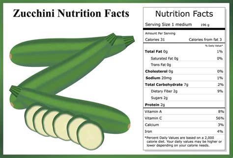 Zucchini nutritional facts infographic