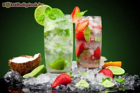 Koktél alapanyagok: eper, lime, menta