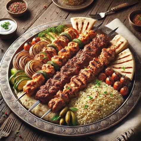 Vegyes tál, melyen különböző húsételek és köretek láthatók