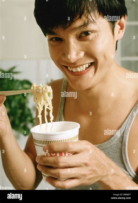 People eating instant noodles in various settings