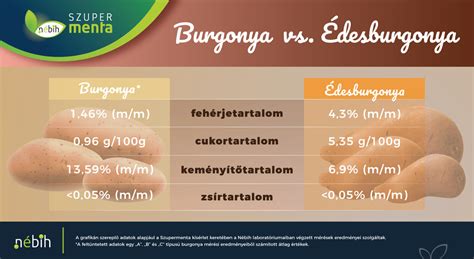 Édesburgonya és a hagyományos burgonya összehasonlítása infografika