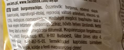 Sózott burgonyás chips összetevői diagram