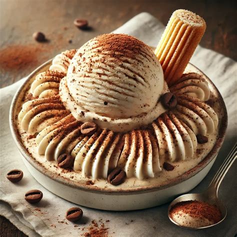 Tiramisu fagylalt tálalva