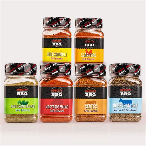 Grill fűszerek, mint például paprika, fokhagyma, kömény, rozmaring