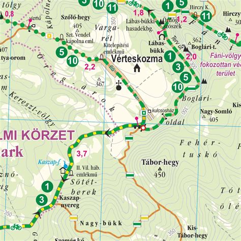 Térkép a Vértes környéki éttermek és látnivalók elhelyezkedéséről