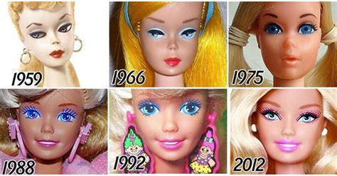 A Barbie evolúciója az évtizedek során infographic
