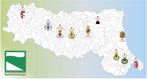 Emilia-Romagna régió gasztronómiai térképe
